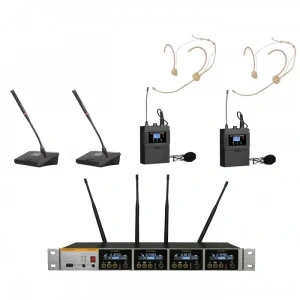 K.Meister UW-3425 4 Mikrofonlu Kablosuz Mikrofon Seti, 2 Yaka + Headset + 2 Kürsü
