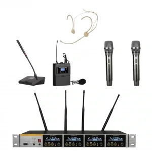K.Meister UW-3435 4 Mikrofonlu Kablosuz Mix Set, 2 EL + 1 Yaka + 1Headset + 1 Kürsü