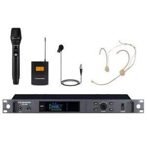 K.Meister UW-4020 EL + Yaka + Headset Full Size Kablosuz Mikrofon Seti, Gerçek Diversity, 300 metre mesafe