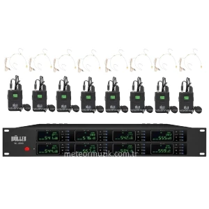 Wöller W-8002 8li Kablosuz Mikrofon Seti / 8 Yaka + 8 Headset
