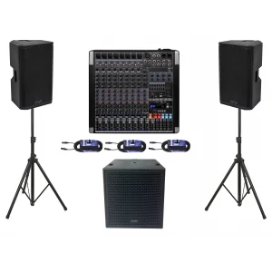 ERASET-2115 Aktif Ses Sistemi, Deck Mikser + 2 adet 15 Aktif Hoparlör + 15 Subwoofer