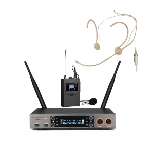 K.Meister UW-102H Yaka + Headset Kablosuz Mikrofon Seti, 200-Kanal | Anti-Feedback