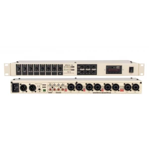 Meteor MX16 16-kanal 2-zone 1U Rack Tipi Ses Mikseri, 8 mikrofon 3 stereo
