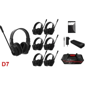 Wicom E-D7 7-Kişi için Dual Kulaklıklı Çift Yönlü Kablosuz intercom iletişim Sistemi, 400-metre mesafe, 1 Master + 6 Headset
