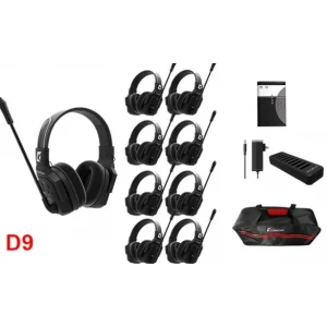 Wicom E-D9 9-Kişi için Dual Kulaklıklı Çift Yönlü Kablosuz intercom iletişim Sistemi, 400-metre mesafe, 1 Master + 8 Headset