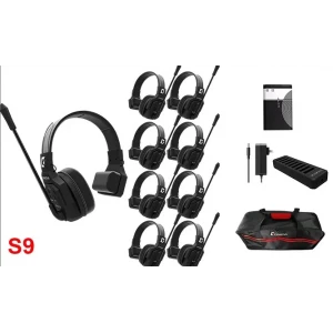 Wicom E-S9 9-Kişi için Tek Kulaklıklı Çift Yönlü Kablosuz intercom iletişim Sistemi, 400-metre mesafe, 1 Master + 8 Headset