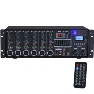 Wöller W-2950 Powermixer 6-kanal 2x250W 4-ohm 100V USB/BT