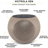 Victrola Zen | Kablosuz Solar Bahçe Hoparlörü | Aurocast Çoklu Bağlantı