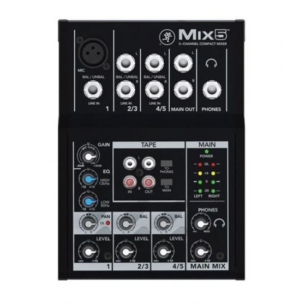 Mackie MIX5 Stüdyo Mikseri, 5 Giriş 1 Kanal Mono - 2 Kanal Stereo