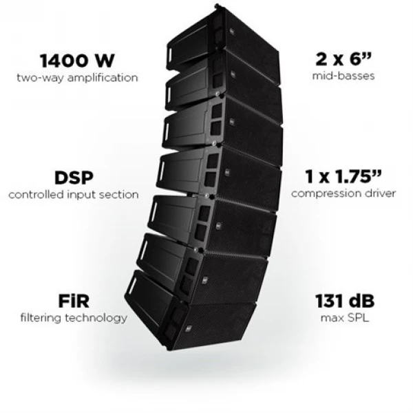 RCF HDL 6-A 2x6 Aktif Line Array Module, 1400W