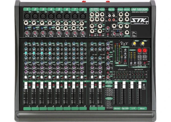 STK Pro VM-16SDDR Powermixer 16-kanal, 2X450W, Çift Efekt, Sub Out