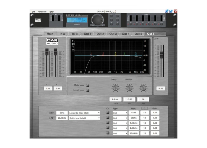 Dap Audio DCP-26 2x6 2 Giriş / 6 Çıkış Dijital DSP Processor