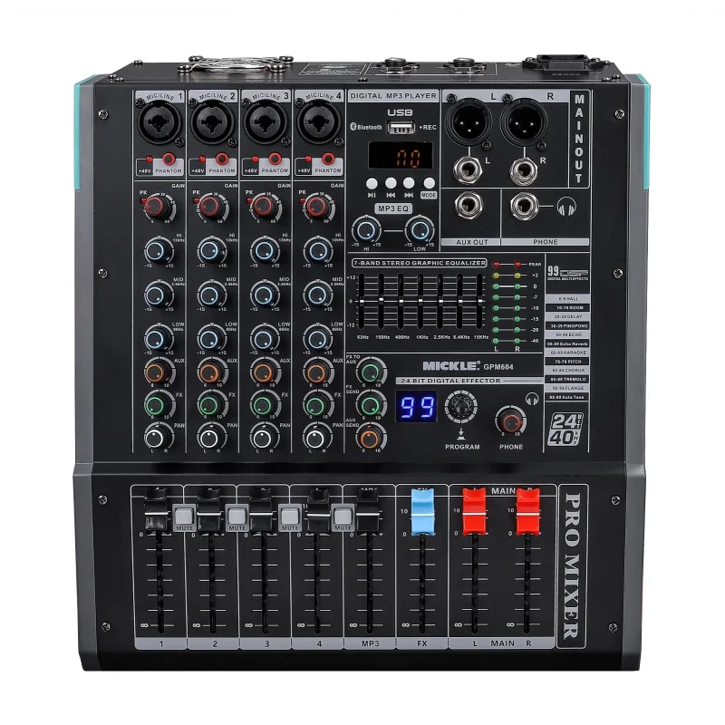 Machtig GPM604 Power mixer 4 Kanal 2x250W USB, EFX, Kayıt, Bluetooth