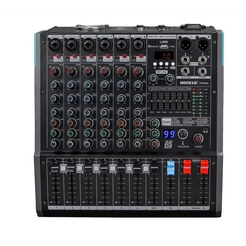 Machtig GPM606 6-kanal Powermixer, 2x250W USB, Kayıt,Bluetooth