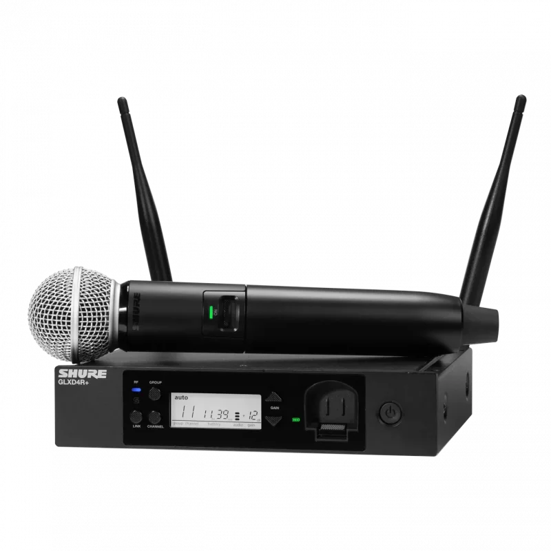 Shure GLXD24R+/SM58 Dijital Kablosuz El Mikrofonu Seti (Rack Alıcı, SM58)