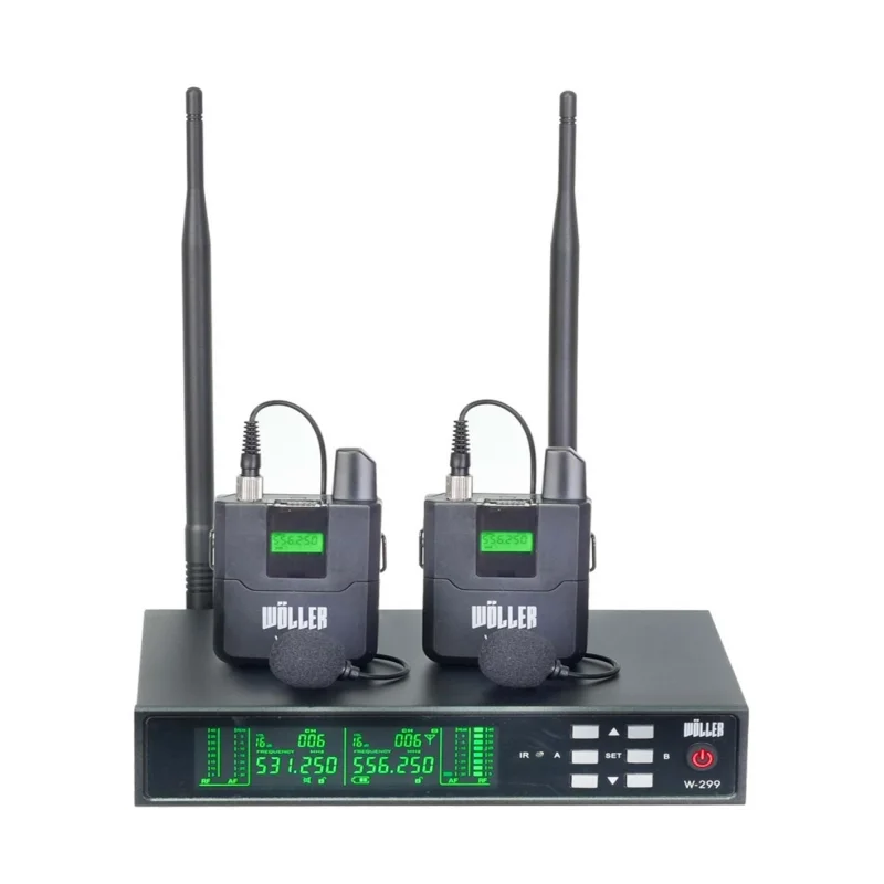 Wöller W-299YY Çift Yaka UHF Kablosuz Mikrofon Seti 2x99 Kanal