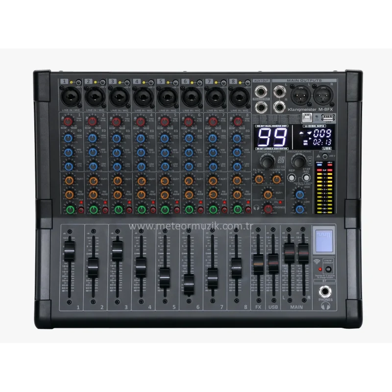 K.Meister PM-8FX 8 Kanal Power Mikser 2x450W, USB, Bluetooth