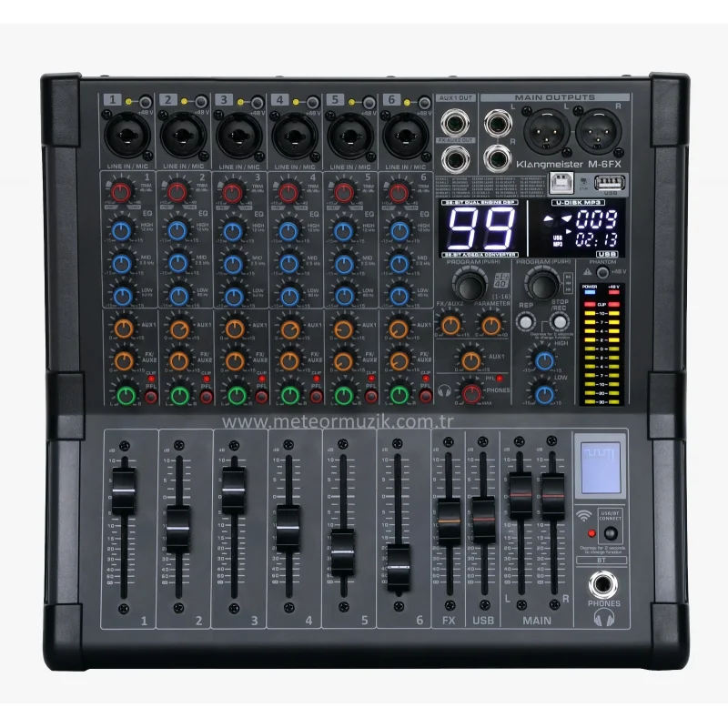 K.Meister PM-6FX 6 Kanal Power Mikser 2x450W, USB, Bluetooth