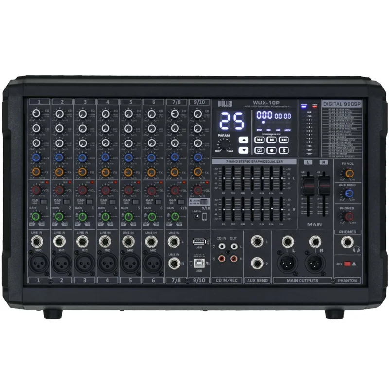 Wöller WUX-10P 10 Kanal Küp Power Mikser 2x750W, 99 DSP Efekt