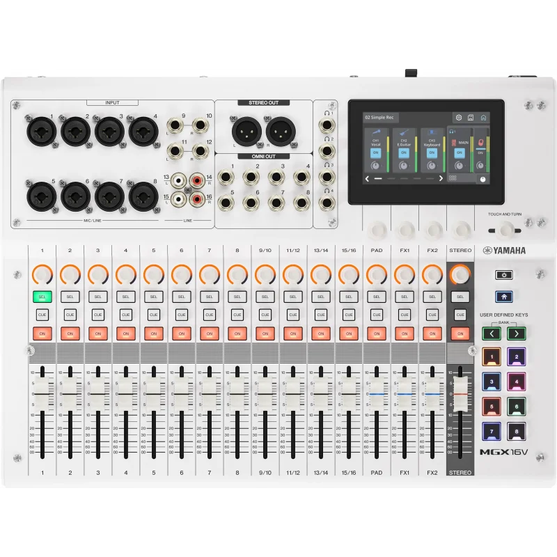 Yamaha MGX16V-W 16-kanal Dijital Ses Mikseri with 4K Video Capture / beyaz
