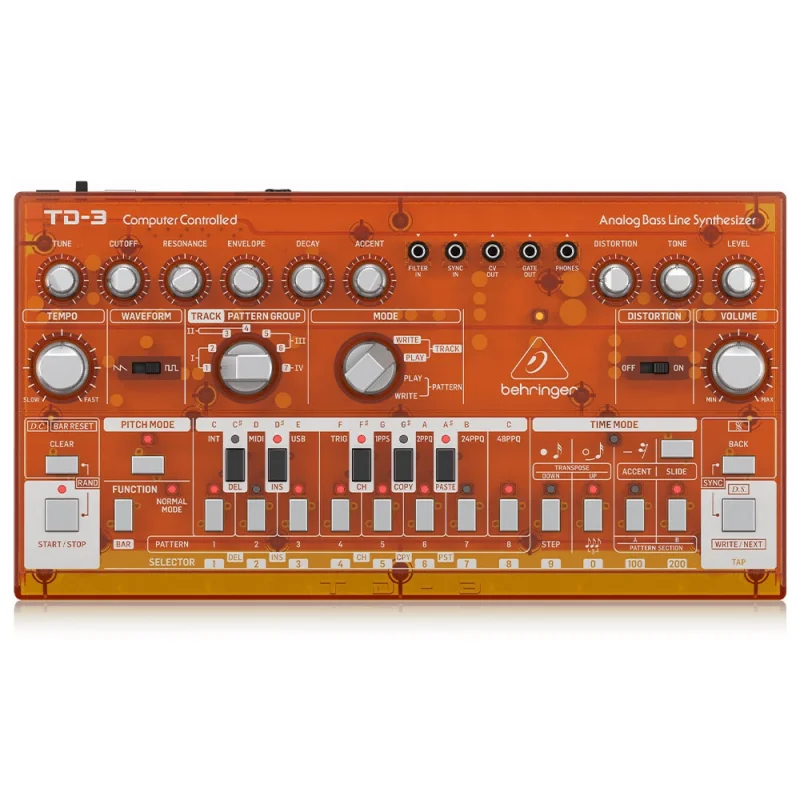 Behringer TD-3-TG  Analog Bass Line Synthesizer (Turuncu)