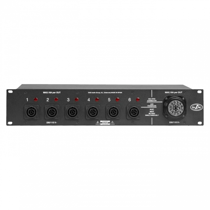 DAS Audio PP-6S 2U Güç Dağıtıcı, 6 x powerCON TRUE1, Socapex, ARA