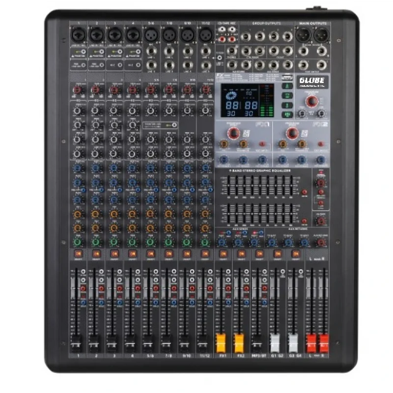 Globe GMX1202FX 8-kanal Live Mikser, Çift efekt, Kayıt, Bluetooth