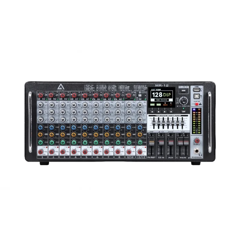 K.Meister PMR-12 2x400W 12 input Powermixer, Blutooth, USB,  19 Rack Mount