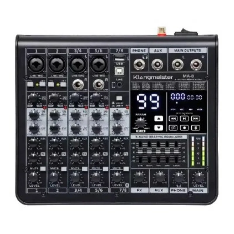 K.Meister MA-8 8 Kanal Ses Mikseri, USB, Bluetooth