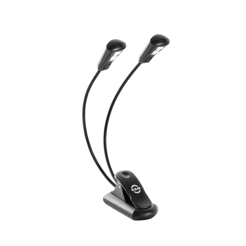 König & Meyer 12259-000-55 Double2 LED FlexLight Şarjlı Nota Lambası, 2x2 LED, Siyah