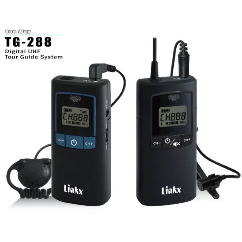 Linkx TG-288DR 2 Yönlü Tur Rehber Alıcısı, ANC, 500–952 MHz, Kulaklıklı Mikrofon
