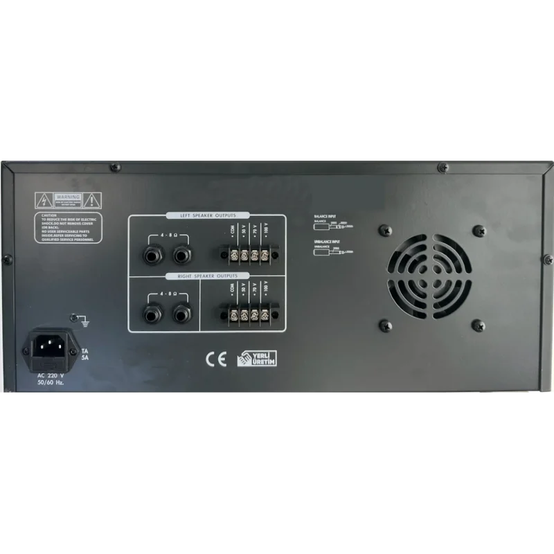 METEOR WORK-1000T USB Mikser Amfi 2x500W/100V, 6 Mic/Line Reverb, Echo