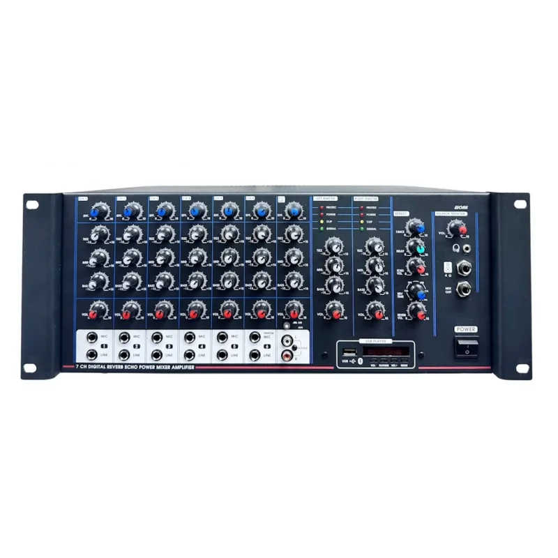 METEOR WORK-600T USB Mikser Amfi, 2x300W/100V 4-ohm, 6 Mic/Line Reverb, Echo