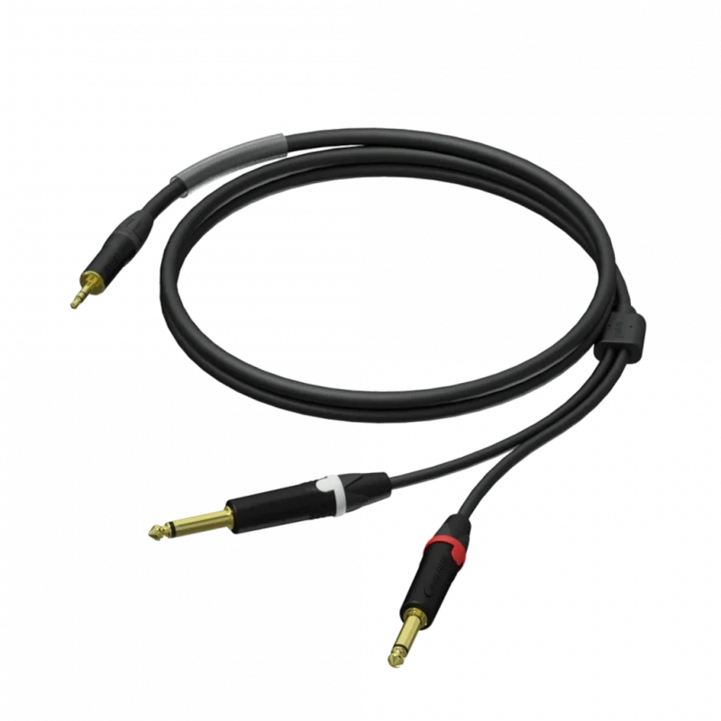 Procab PRA713/3 3,5mm Stereo Mini Jak - Çift Mono 6,3mm Jak Kablo, Neutrik, 3 Metre