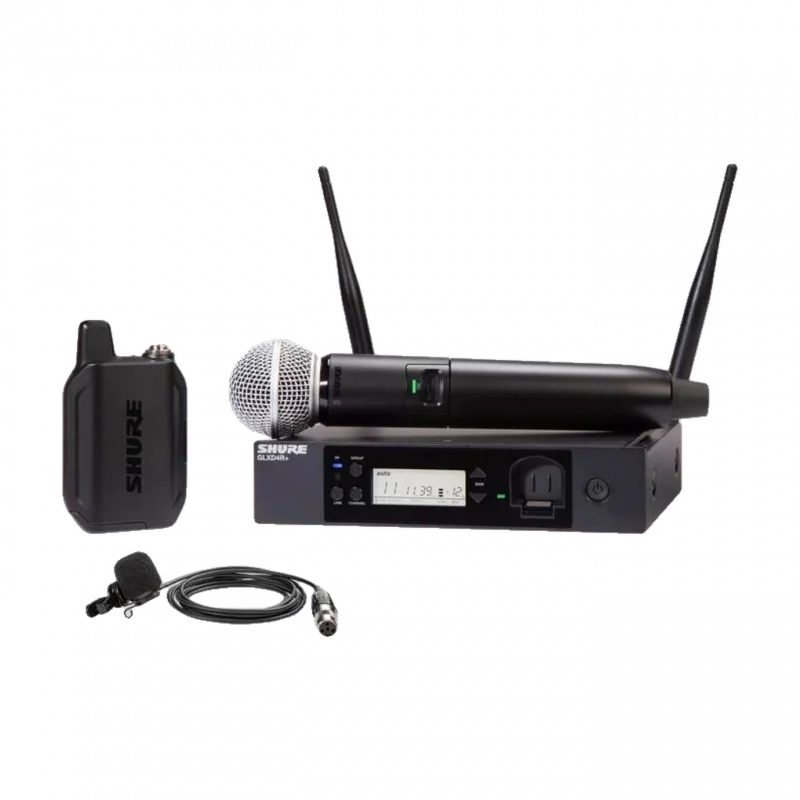 Shure GLXD124R+/85M Dijital Kablosuz Kombo Set (SM58 El + WL185m Yaka, Rack)
