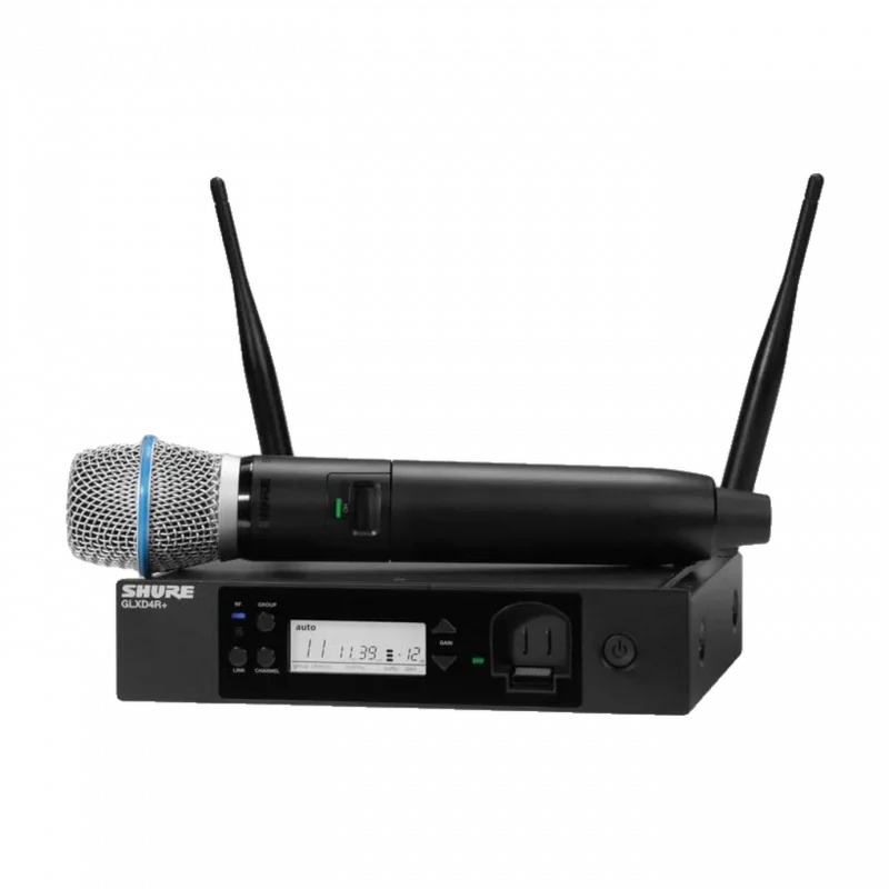 Shure GLXD24R+/B87A +PLUS seri EL tipi kablosuz mikrofon seti (Beta 87A, rack tipi)