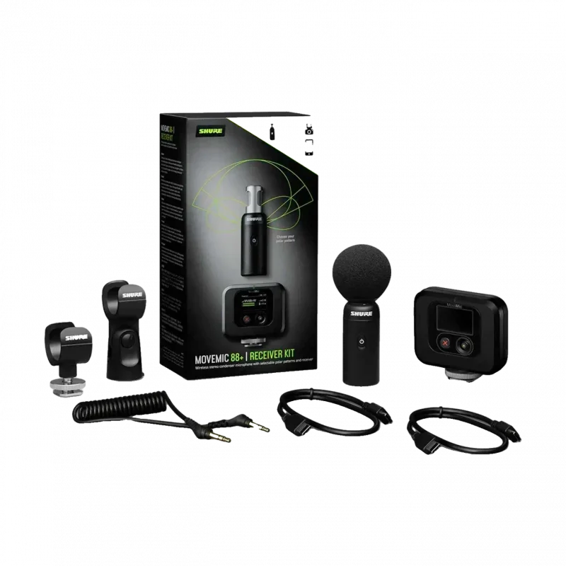 Shure MoveMic 88+ Receiver Kit Kablosuz Stereo Video Mikrofonu ve Alıcı Seti
