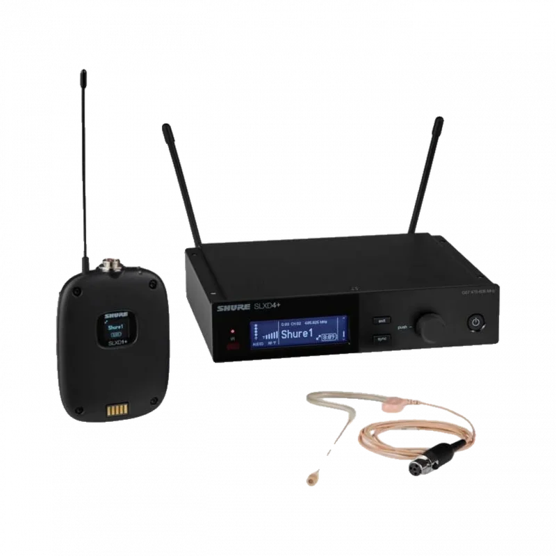 Shure SLXD14+/153T Dijital Kablosuz Headset Mikrofon Seti (MX153T Earset, Bej)