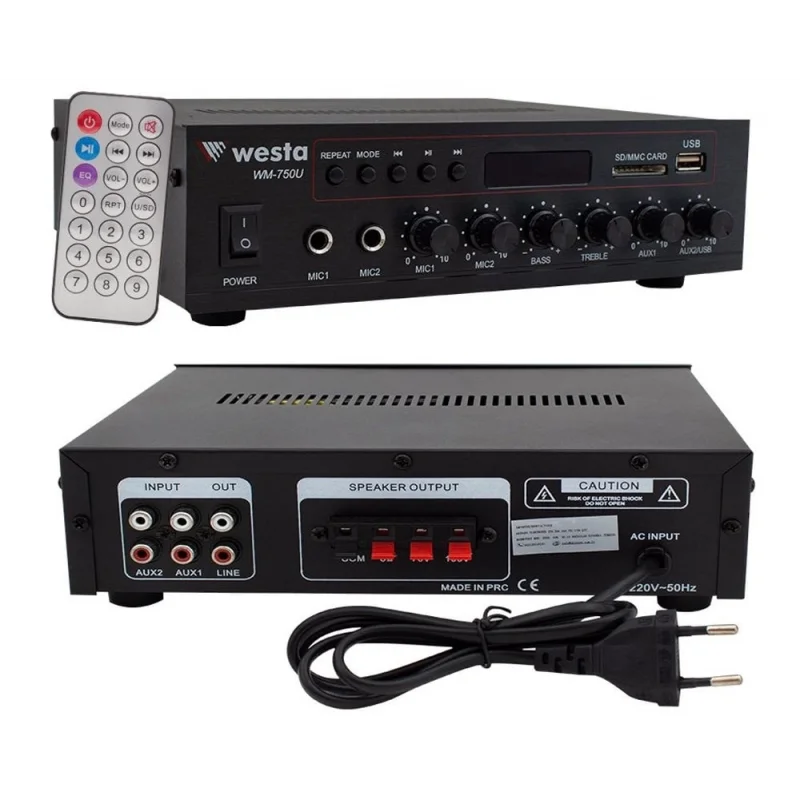 WESTA WM-750U 80W/100V-8-ohm Mini Power Amplifier, 220V/AC