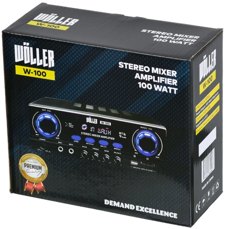 Wöller W-100 Mini Mikser Amfi 100W, 12V, USB, Bluetooth