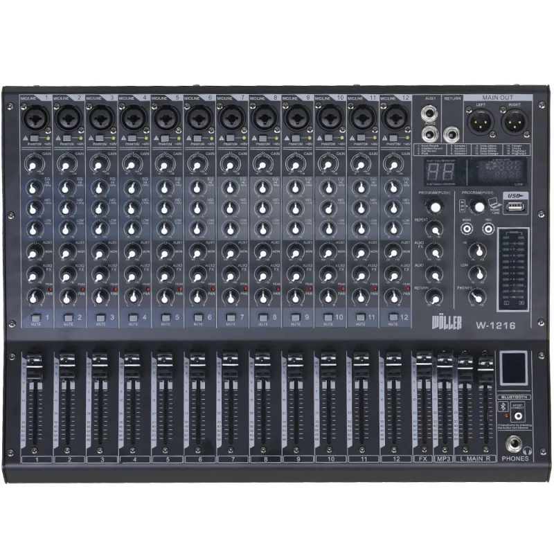 Wöller W-1216 12 Kanal Deck Mikser, 16 DSP Efekt, USB, Bluetooth