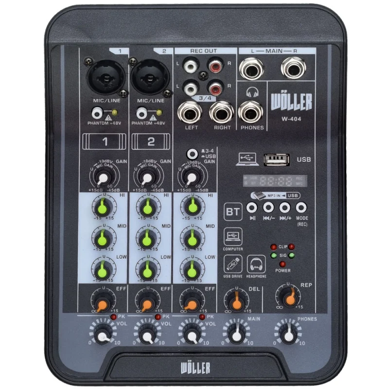 Wöller W-404 4 Kanal Mini Deck Mikser, +48V Phantom