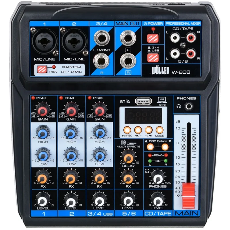 Wöller W-606 6 Kanal Mini Deck Mikser, 16 Efekt