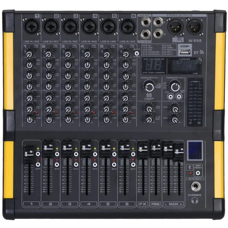 Wöller W-699 6 Kanal Deck Mikser, 99 DSP Efekt, USB, Bluetooth