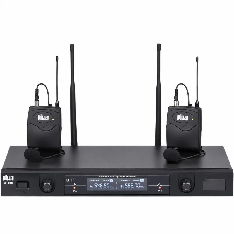 Wöller W-930YY Çift Yaka UHF Kablosuz Mikrofon Seti, Rack Tipi