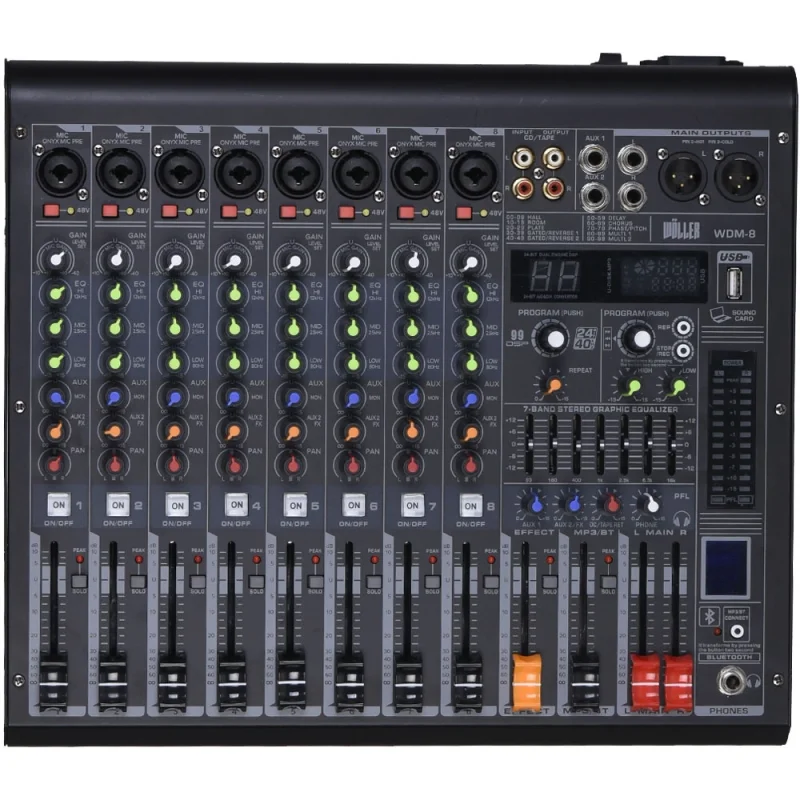 Wöller WDM-8 8 Kanal Deck Mikser, 99 DSP Efekt, USB, Bluetooth