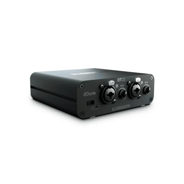 Allen & Heath DT20 2in Dante Interface | 2 XLR mic/line, 48V, Local Control, PSU, rubber feet