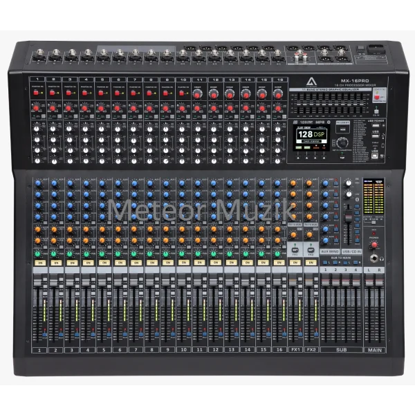 K.Meister MX-16 PRO 16-kanal Live Mikser | Çift Efekt | 6 Aux |  USB | Bluetooth