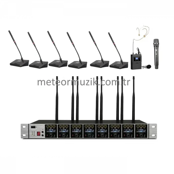 K.Meister UW-3800 8 Mikrofonlu Flex Kablosuz Set (değiştirebilir)