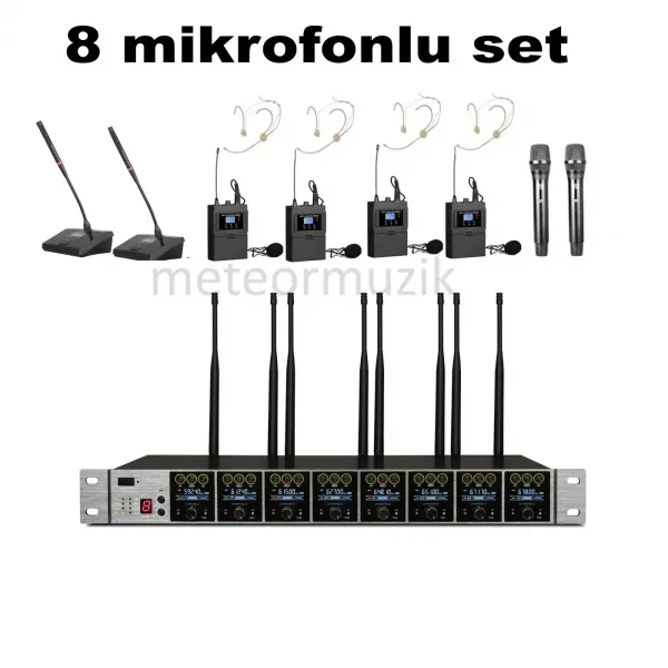 K.Meister UW-3800 8 Mikrofonlu Flex Kablosuz Set (değiştirebilir)